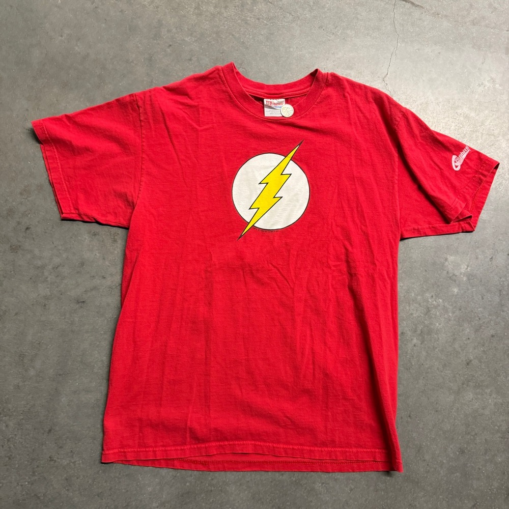 Vintage 1988 The Flash DC Comics T Shirt Hanes Heavyweight‎ Red Graphitti Mens L